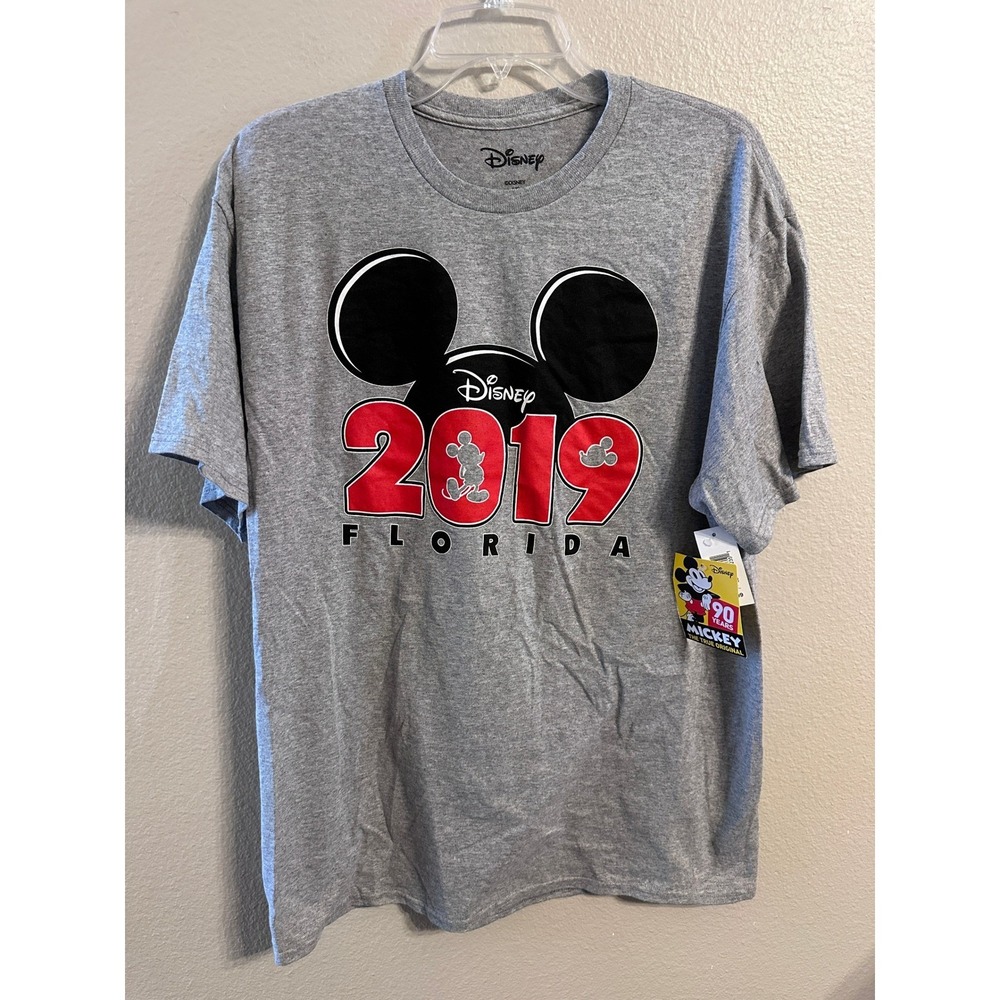 Disney Mickey Mouse 90 Years Florida 2019 Gray‎ Graphic T Shirt Large